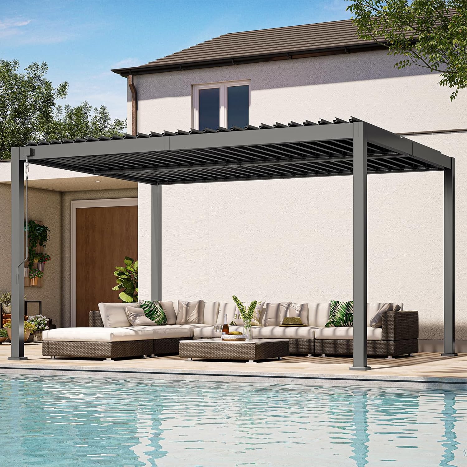 Sunvanta Atlantic Aluminum Louvered Pergola – Adjustable Louvers for Patio & Outdoor Space