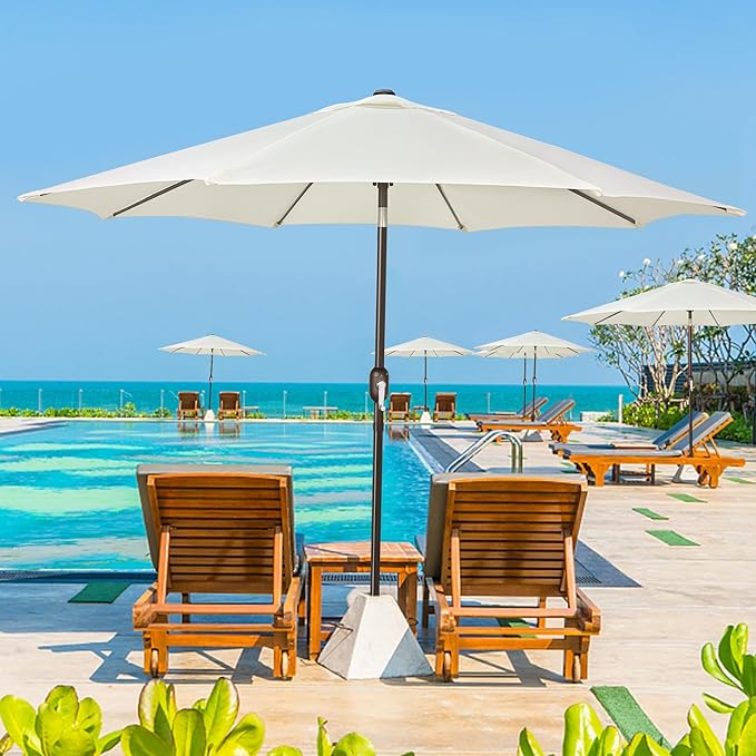 Sunvanta Market Breeze™ Patio Umbrella with 8 Sturdy Ribs, Push-Button Tilt & Crank Lift