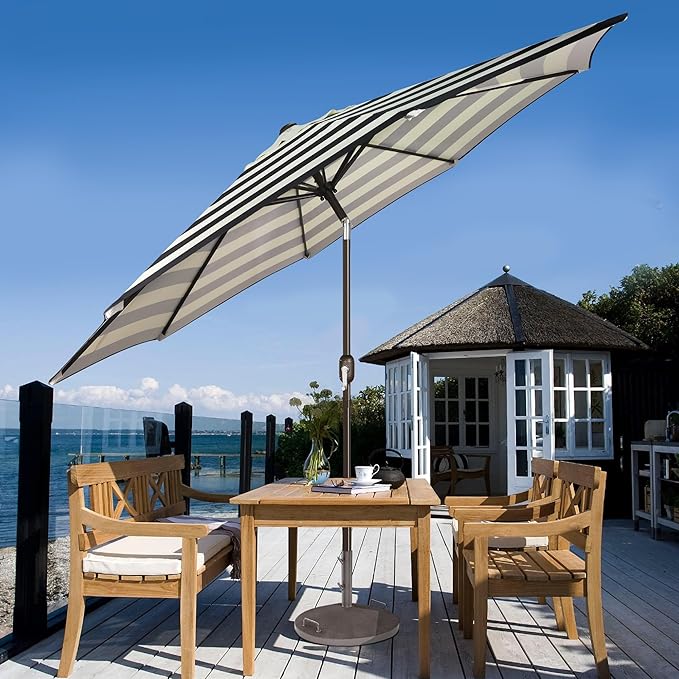 Sunvanta Market Breeze™ Patio Umbrella with 8 Sturdy Ribs, Push-Button Tilt & Crank Lift