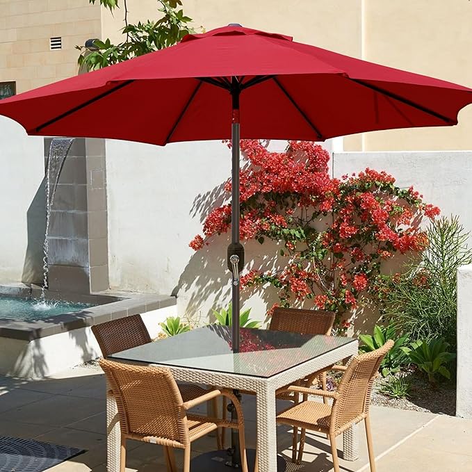 Sunvanta Market Breeze™ Patio Umbrella with 8 Sturdy Ribs, Push-Button Tilt & Crank Lift