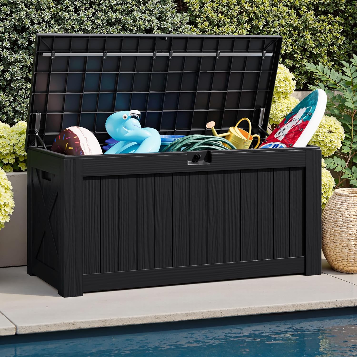 Sunvanta Resin Deck Box – Large Outdoor Storage for Patio Furniture, Garden Tools & Pool Supplies