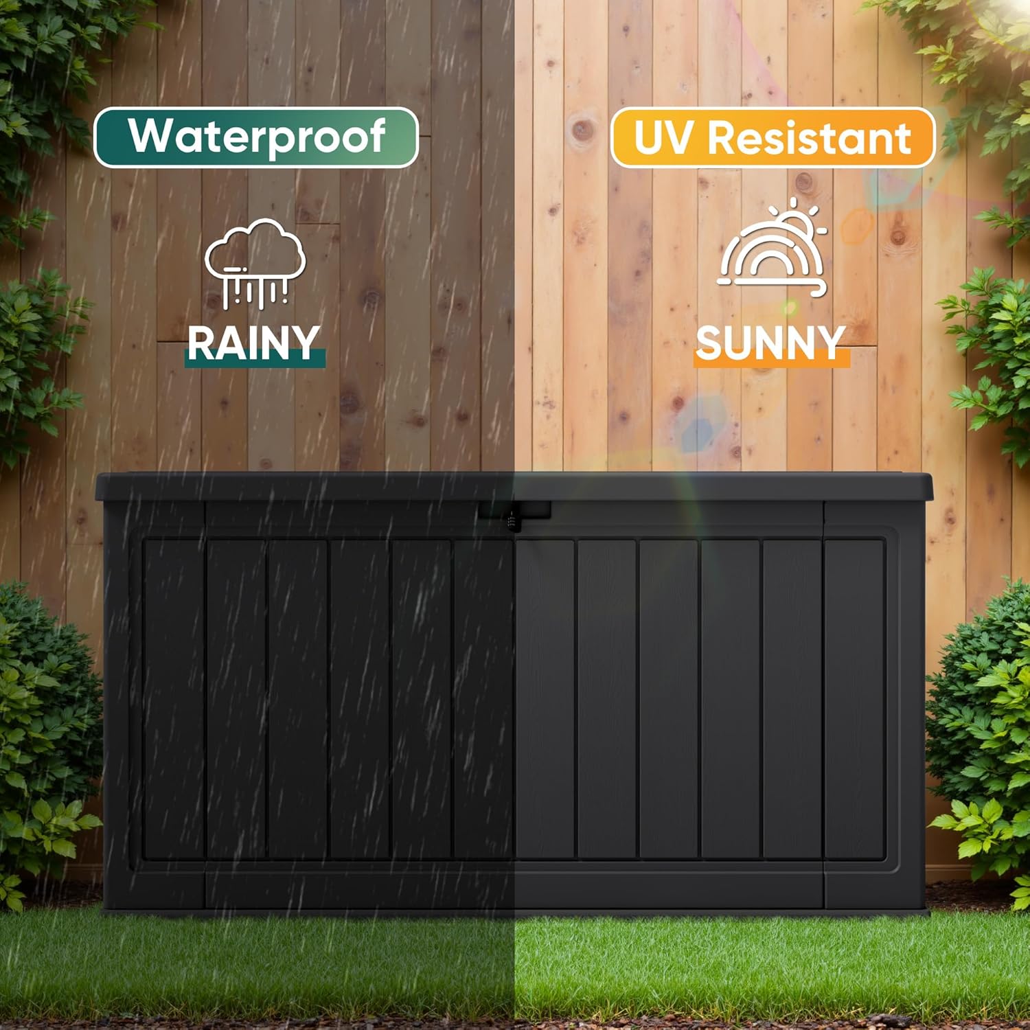 Sunvanta Resin Deck Box – Large Outdoor Storage for Patio Furniture, Garden Tools & Pool Supplies