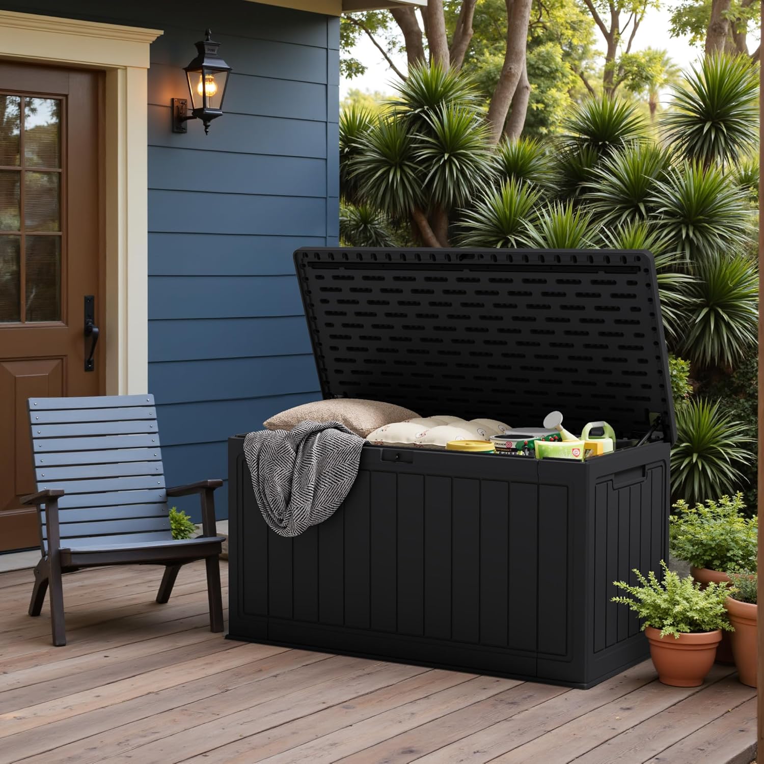 Sunvanta Resin Deck Box – Large Outdoor Storage for Patio Furniture, Garden Tools & Pool Supplies