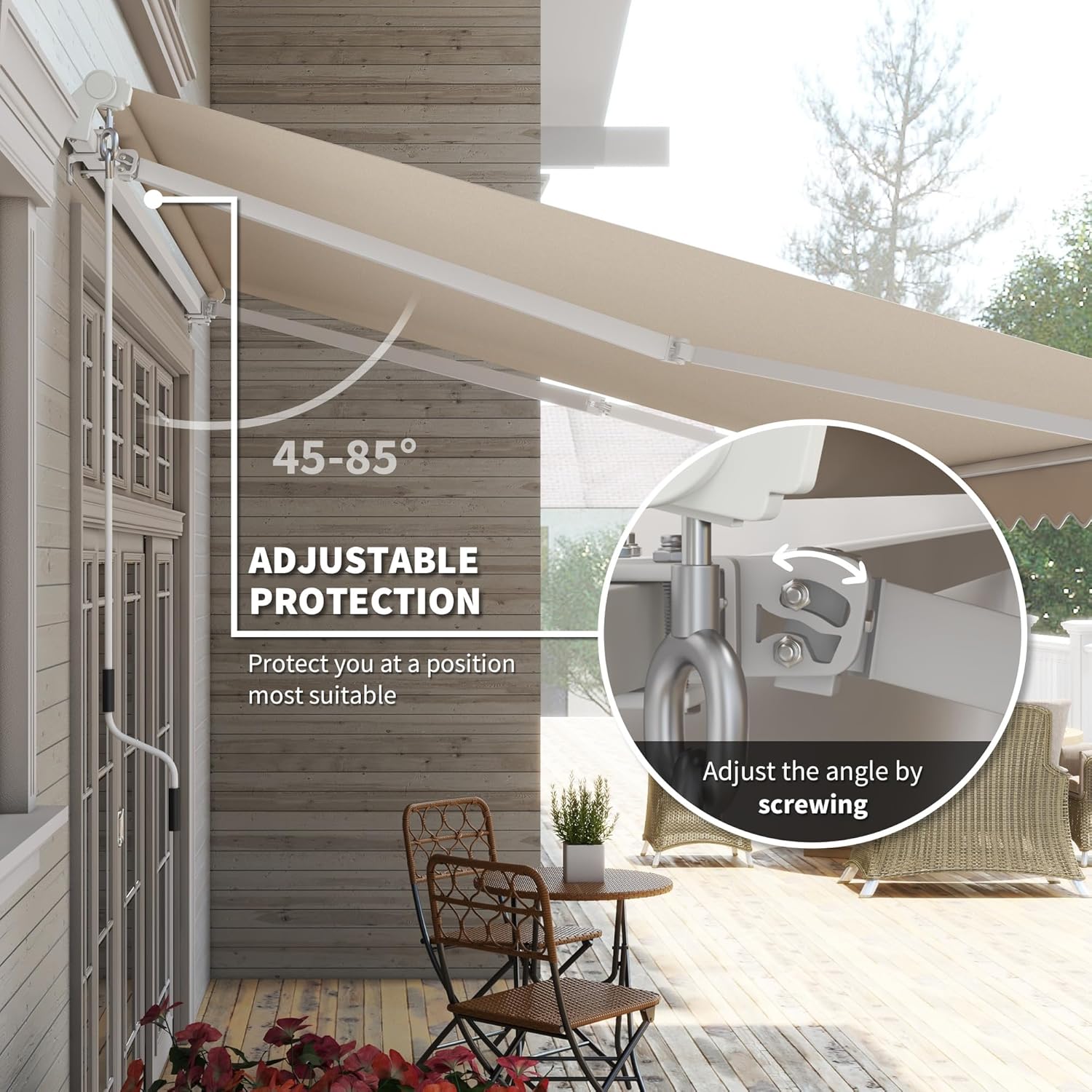 Sunvanta 3.6m × 3m Retractable Awning with Manual Crank – UV-Resistant Canopy for Patio & Balcony