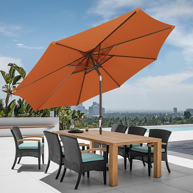 Sunvanta Market Breeze™ Patio Umbrella with 8 Sturdy Ribs, Push-Button Tilt & Crank Lift