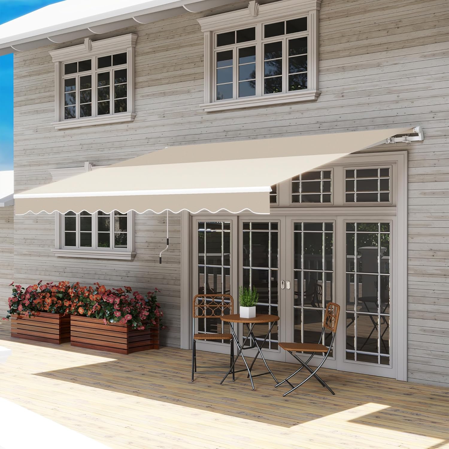 Sunvanta 3.6m × 3m Retractable Awning with Manual Crank – UV-Resistant Canopy for Patio & Balcony