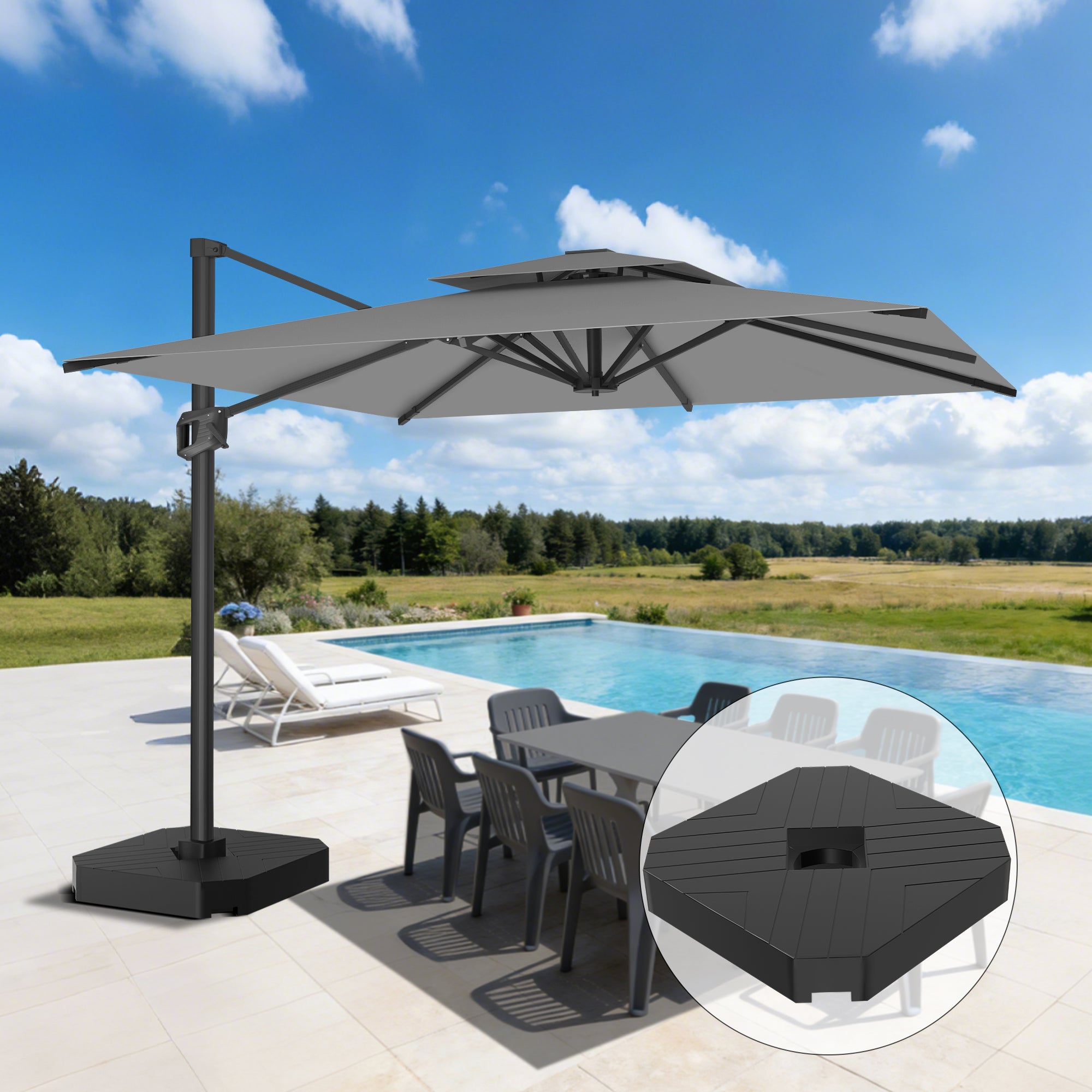 Sunvanta Auron Pro Cantilever Patio Umbrella  Reinforced Aluminum Frame for Patio & Garden