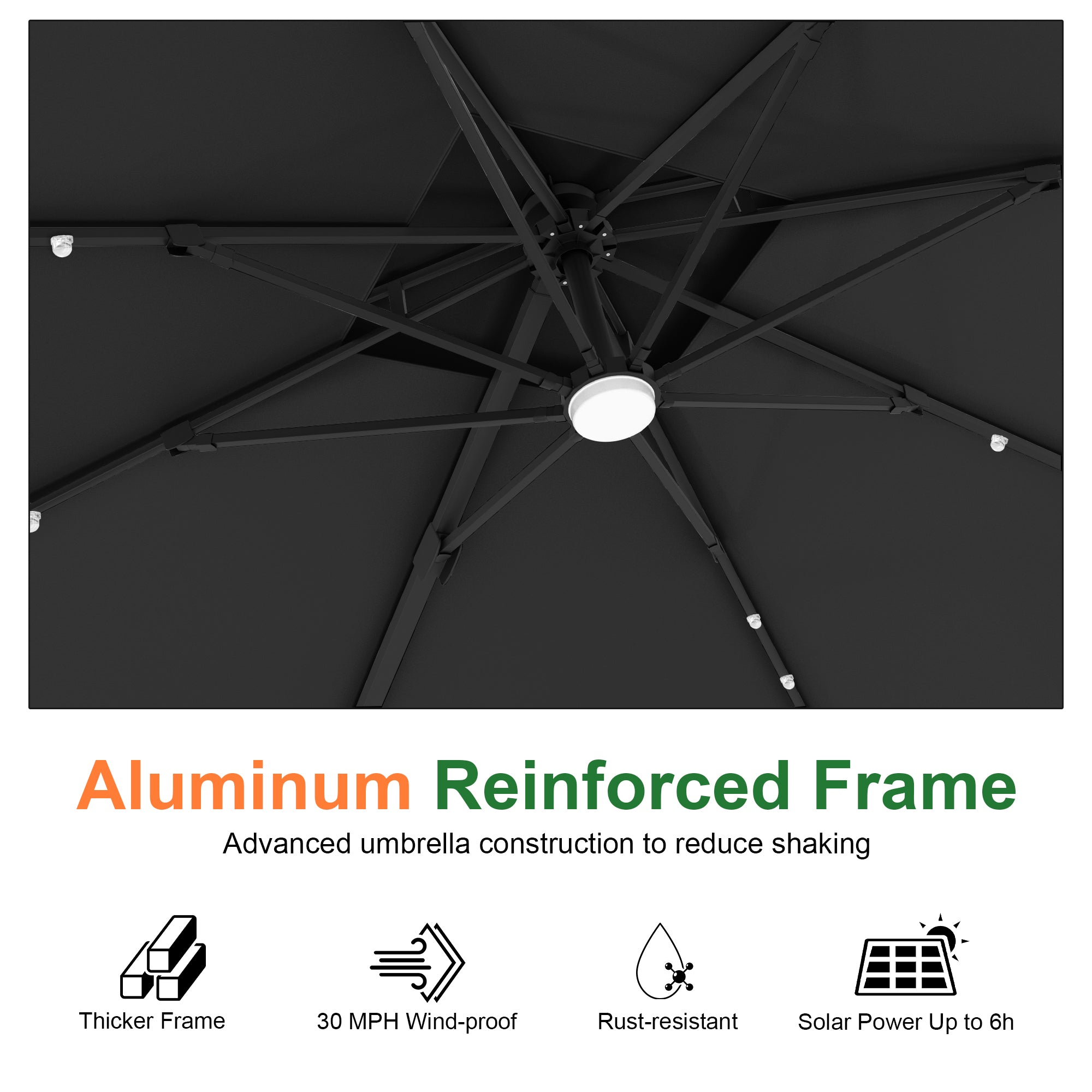 Sunvanta Auron Pro Cantilever Umbrella with Built-In LED Lighting and Reinforced Aluminum Frame for Patio & Garden Use