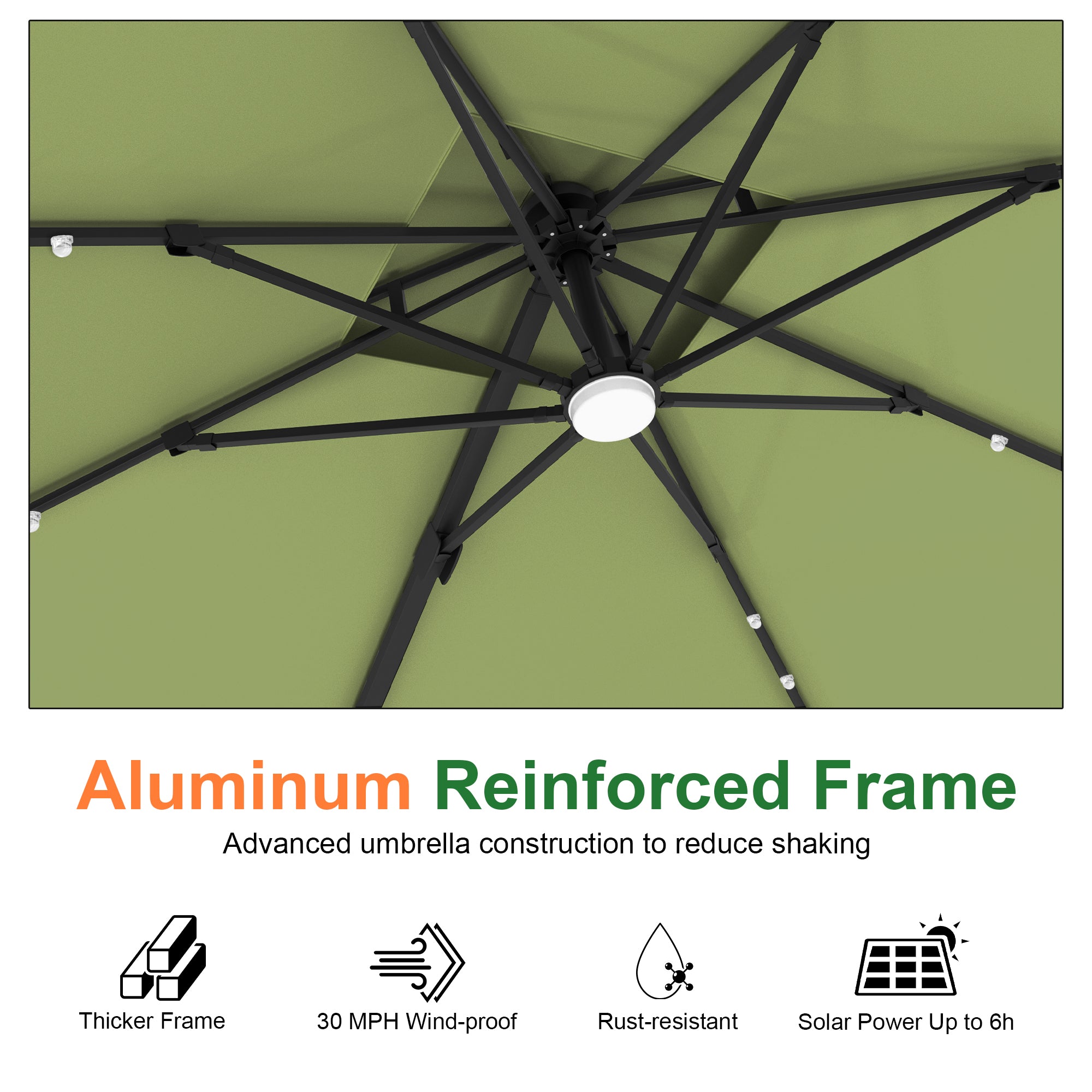 Sunvanta Auron Pro Cantilever Umbrella with Built-In LED Lighting and Reinforced Aluminum Frame for Patio & Garden Use