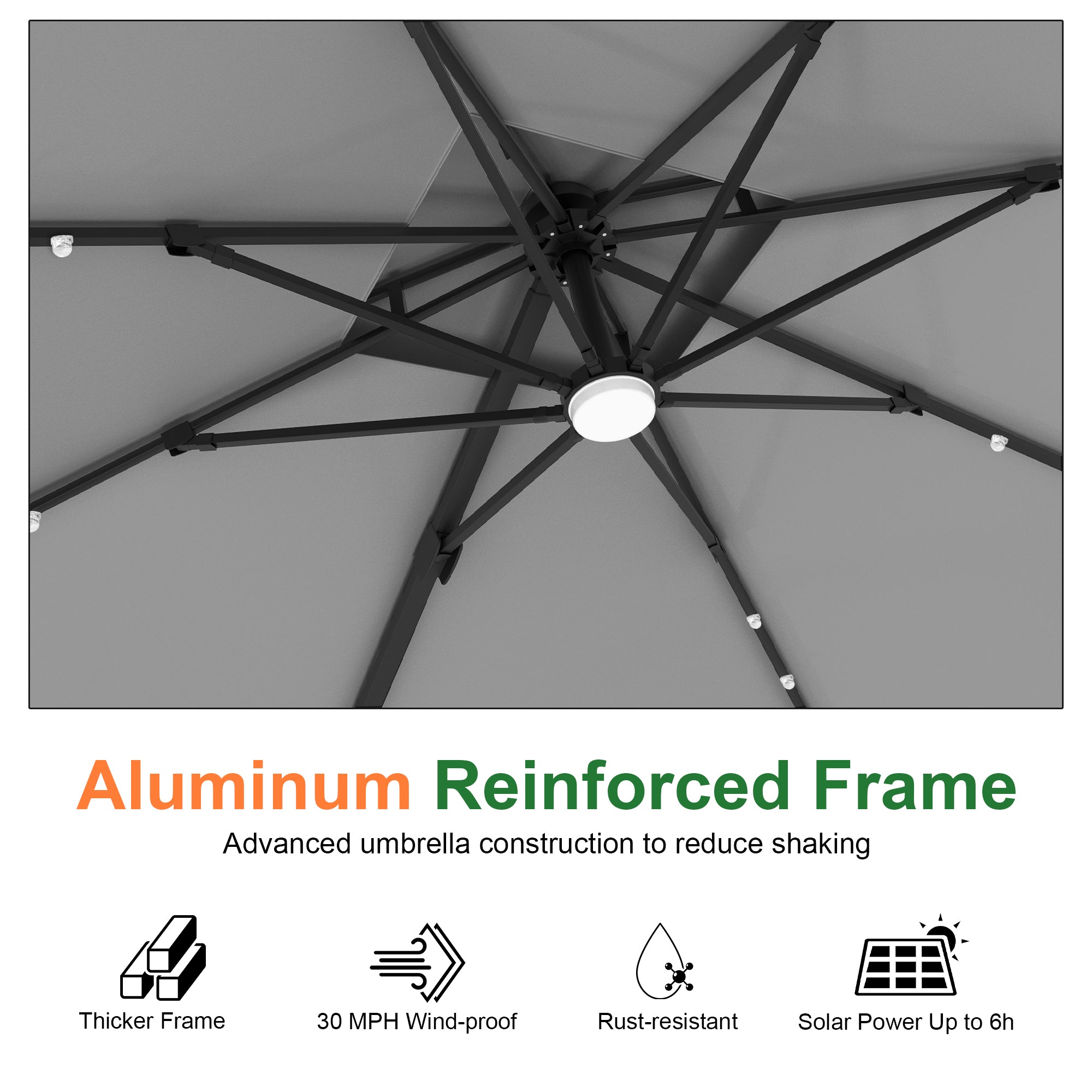 Sunvanta Auron Pro Cantilever Umbrella with Built-In LED Lighting and Reinforced Aluminum Frame for Patio & Garden Use