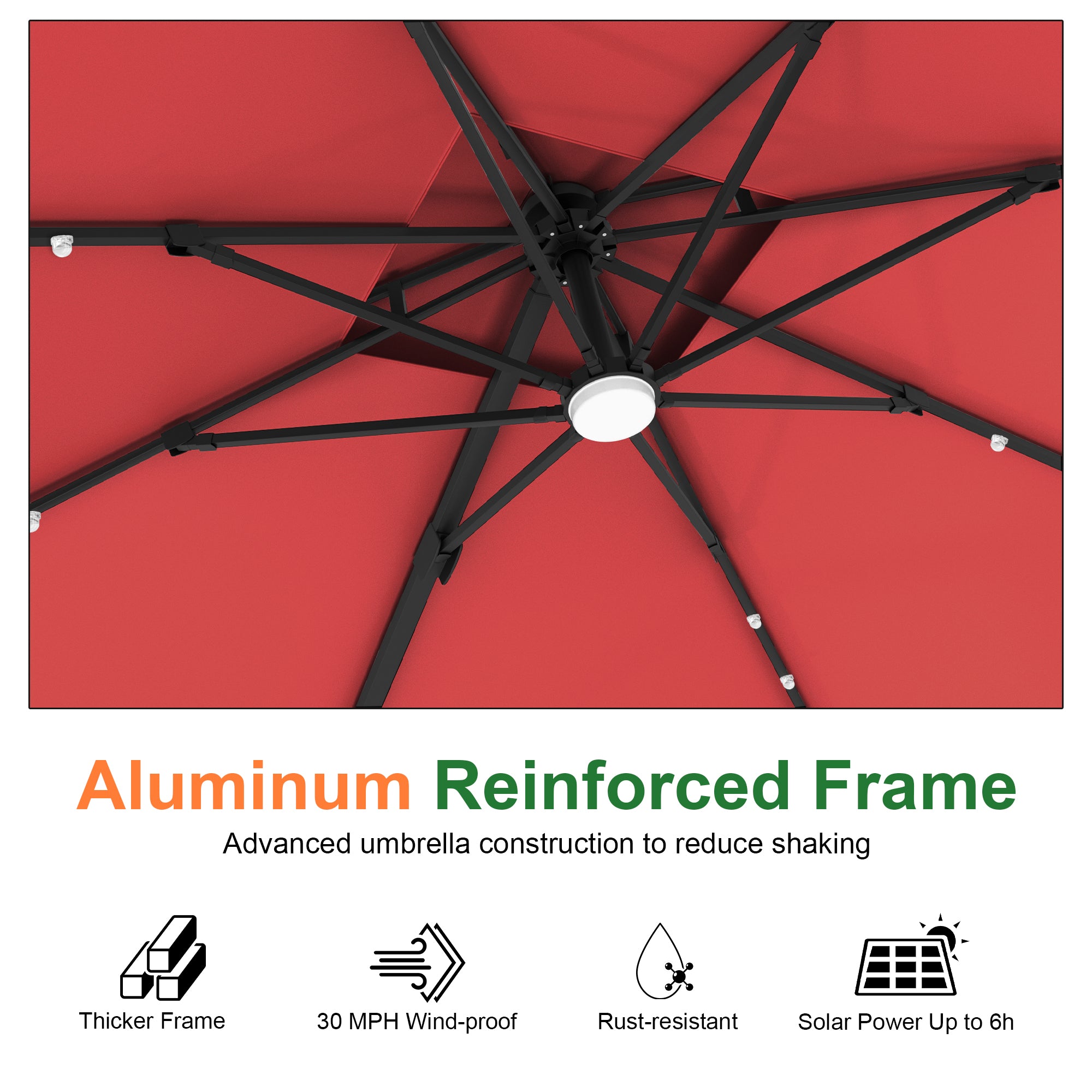 Sunvanta Auron Pro Cantilever Umbrella with Built-In LED Lighting and Reinforced Aluminum Frame for Patio & Garden Use