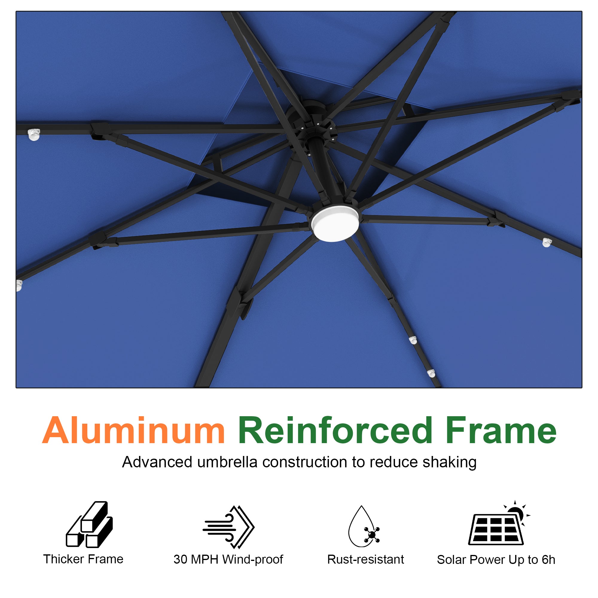 Sunvanta Auron Pro Cantilever Umbrella with Built-In LED Lighting and Reinforced Aluminum Frame for Patio & Garden Use