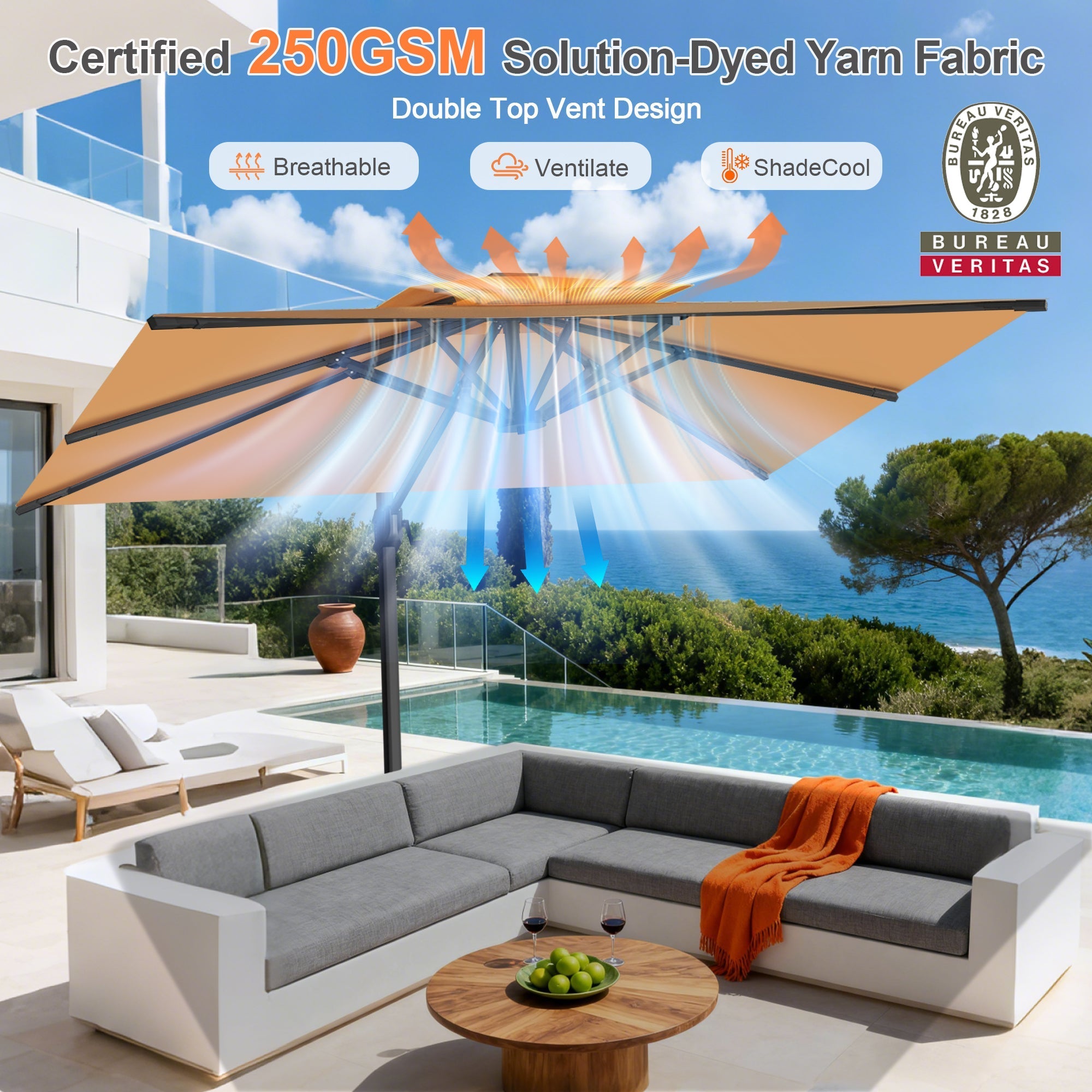 Sunvanta Auron Pro Cantilever Patio Umbrella  Reinforced Aluminum Frame for Patio & Garden