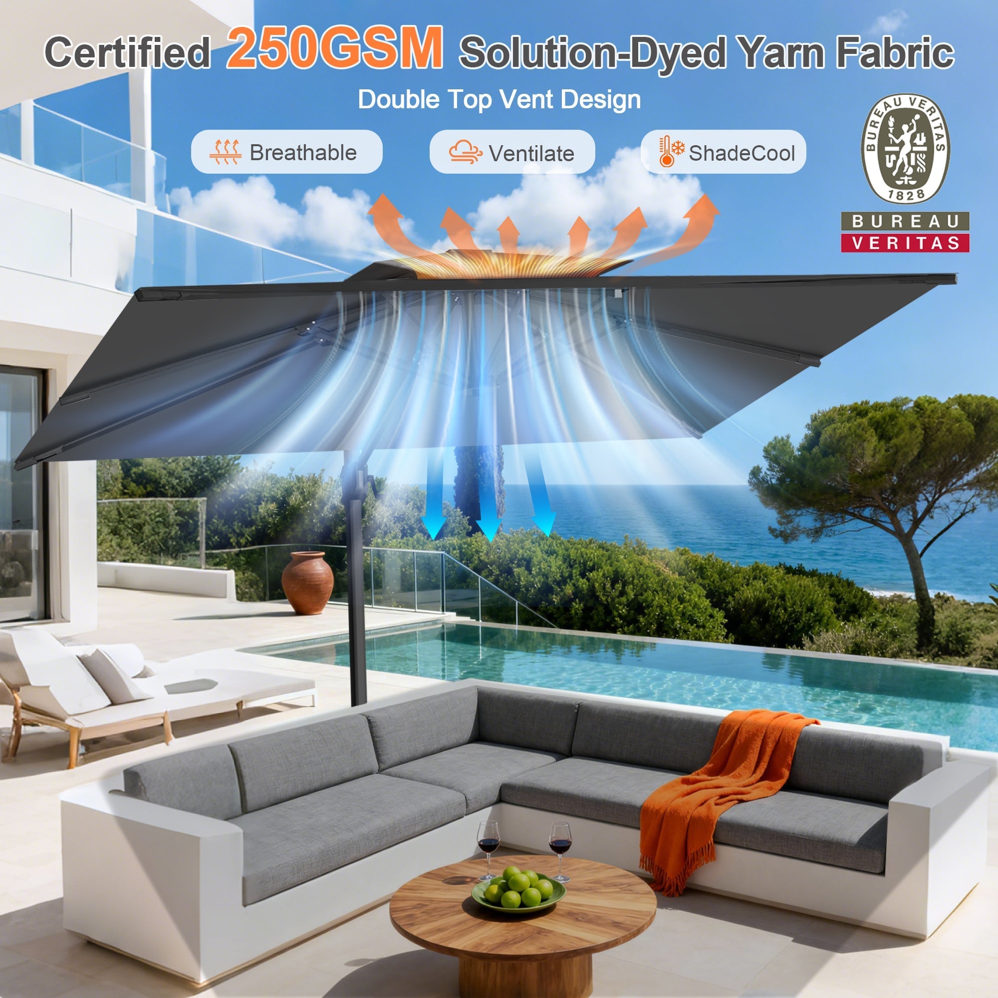 Sunvanta Auron Pro Cantilever Patio Umbrella  Reinforced Aluminum Frame for Patio & Garden