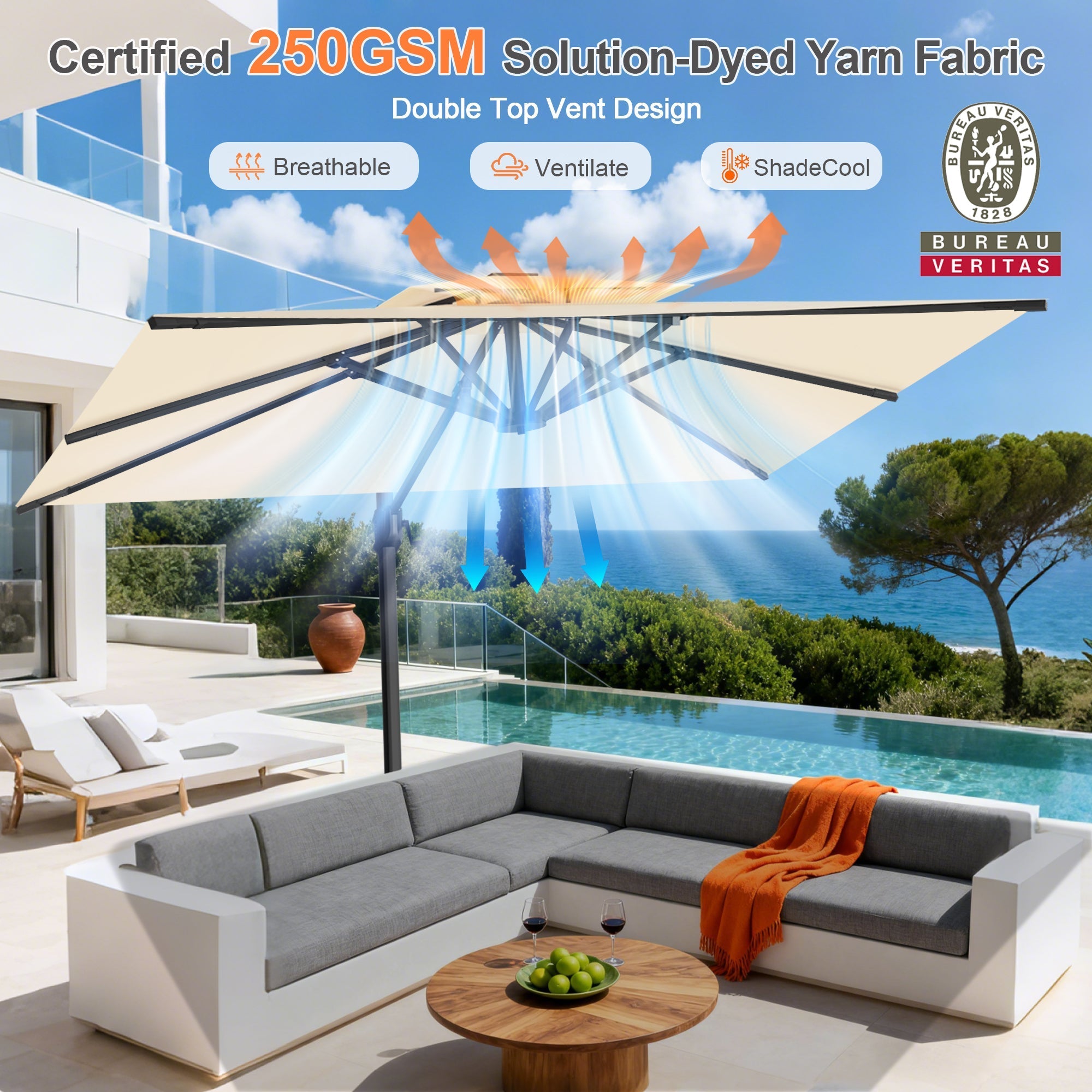Sunvanta Auron Pro Cantilever Patio Umbrella  Reinforced Aluminum Frame for Patio & Garden