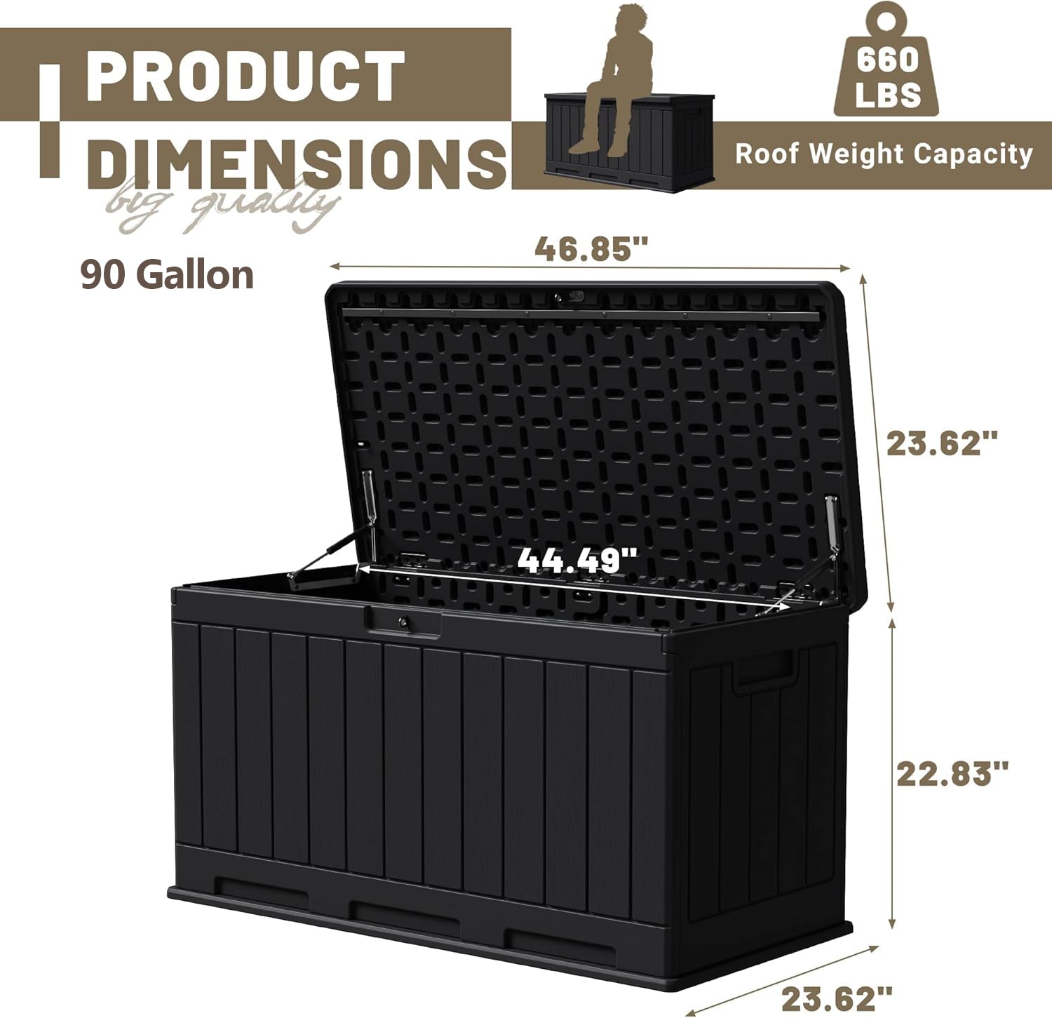 Sunvanta Resin Deck Box – Large Outdoor Storage for Patio Furniture, Garden Tools & Pool Supplies