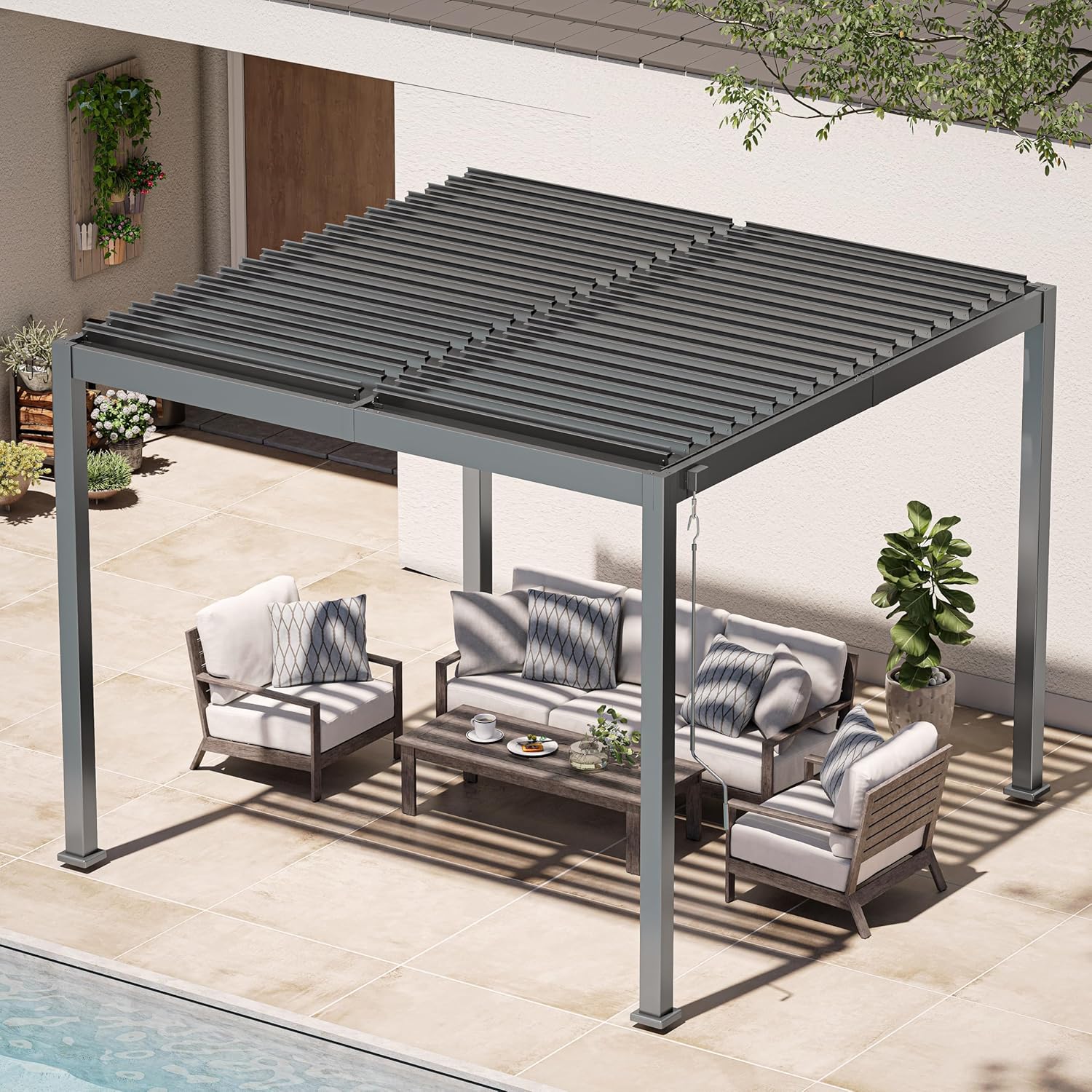 Sunvanta Atlantic Aluminum Louvered Pergola – Adjustable Louvers for Patio & Outdoor Space