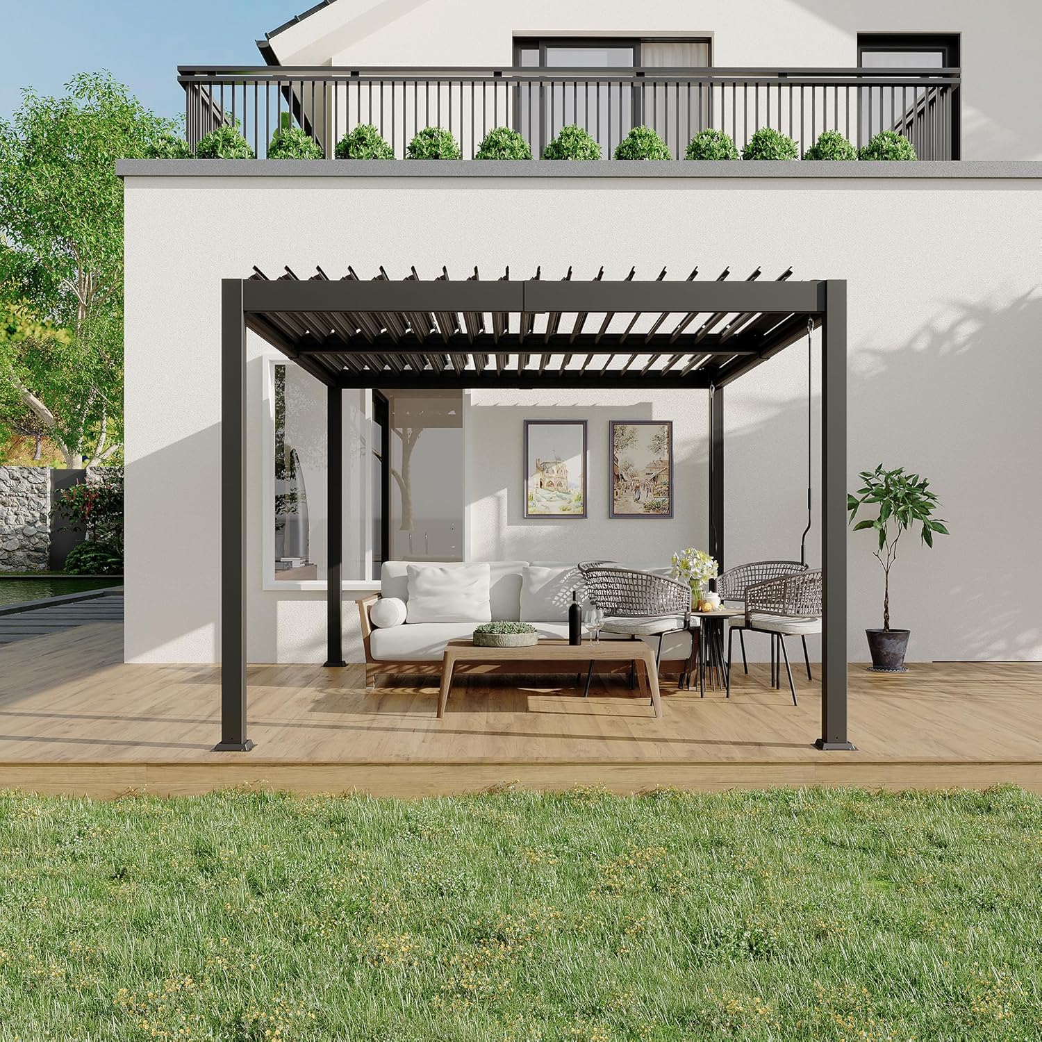 Sunvanta Atlantic Aluminum Louvered Pergola – Adjustable Louvers for Patio & Outdoor Space