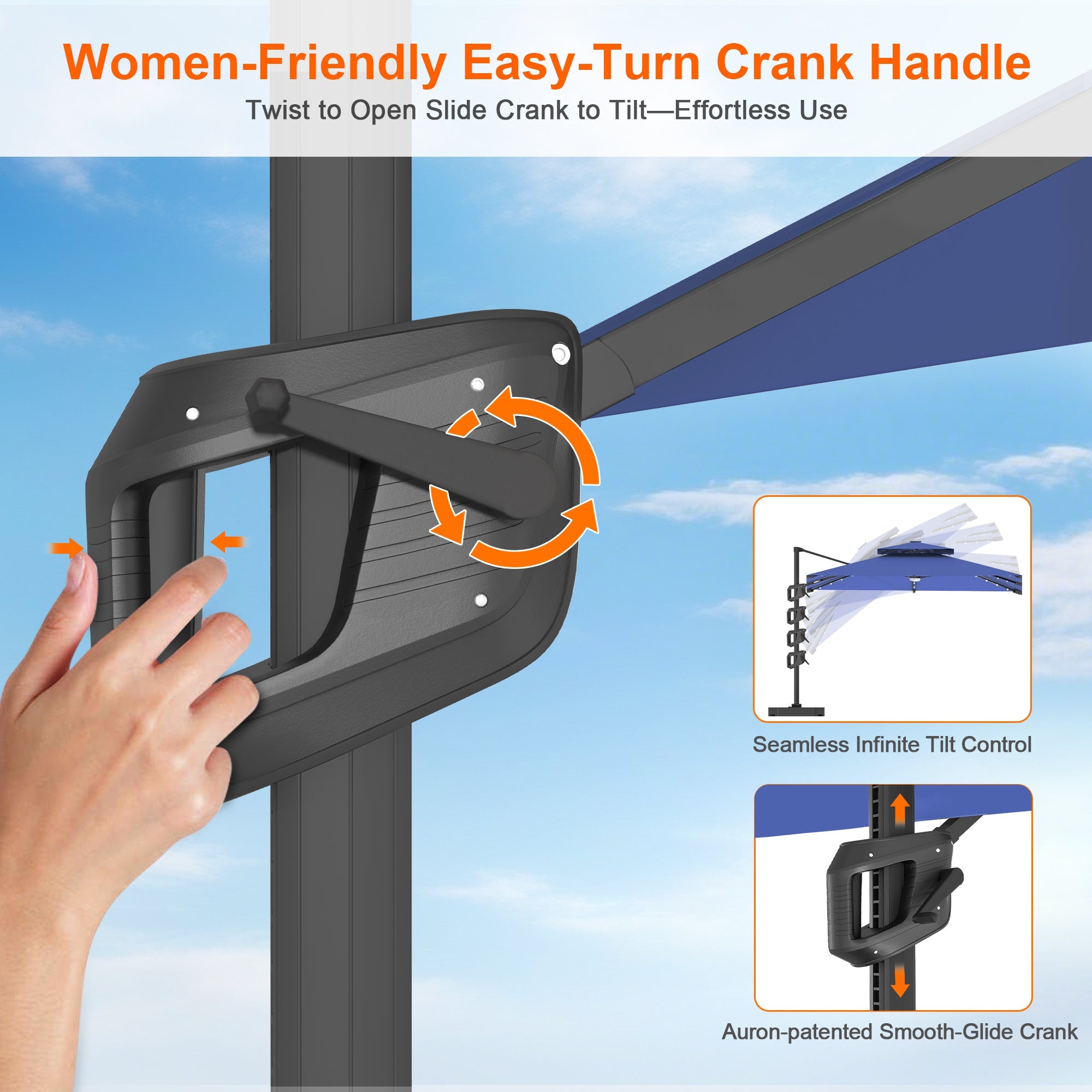 Sunvanta Auron Pro Cantilever Umbrella with Built-In LED Lighting and Reinforced Aluminum Frame for Patio & Garden Use