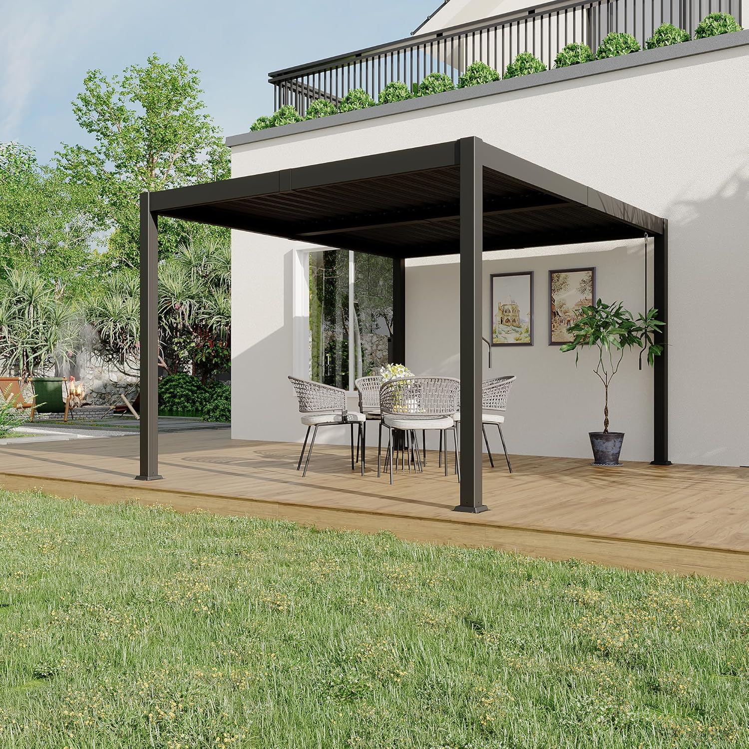 Sunvanta Atlantic Aluminum Louvered Pergola – Adjustable Louvers for Patio & Outdoor Space
