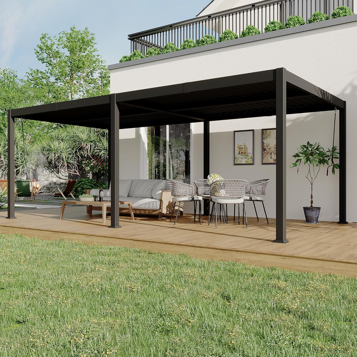 Sunvanta Atlantic™ 3 × 6 m Aluminium Louvered Pergola – Adjustable Louvres Outdoor Pergola for Patio