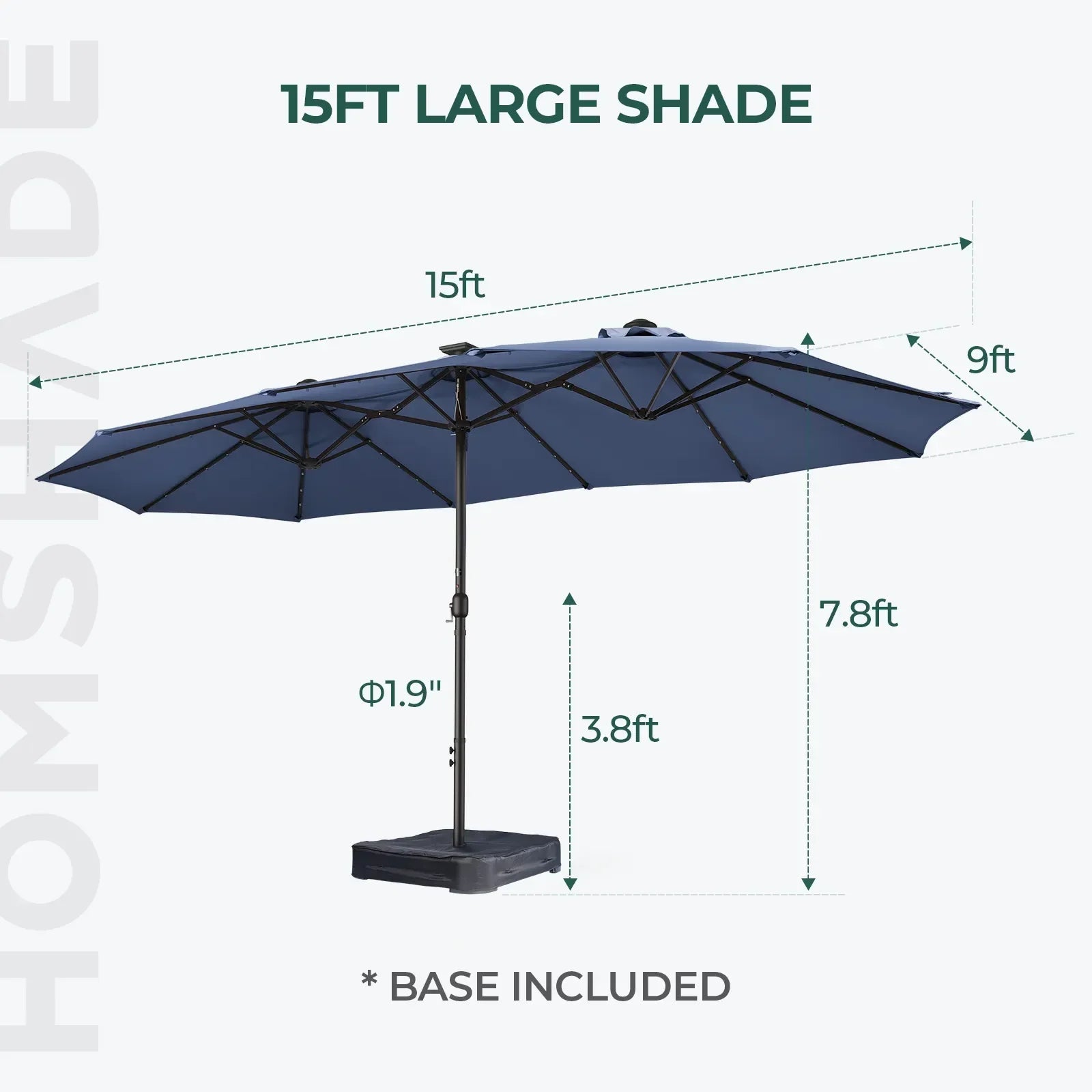 Sunvanta Horizon Haven™ 4.6x2.7mDouble-Sided Patio Umbrella with LED Lighting