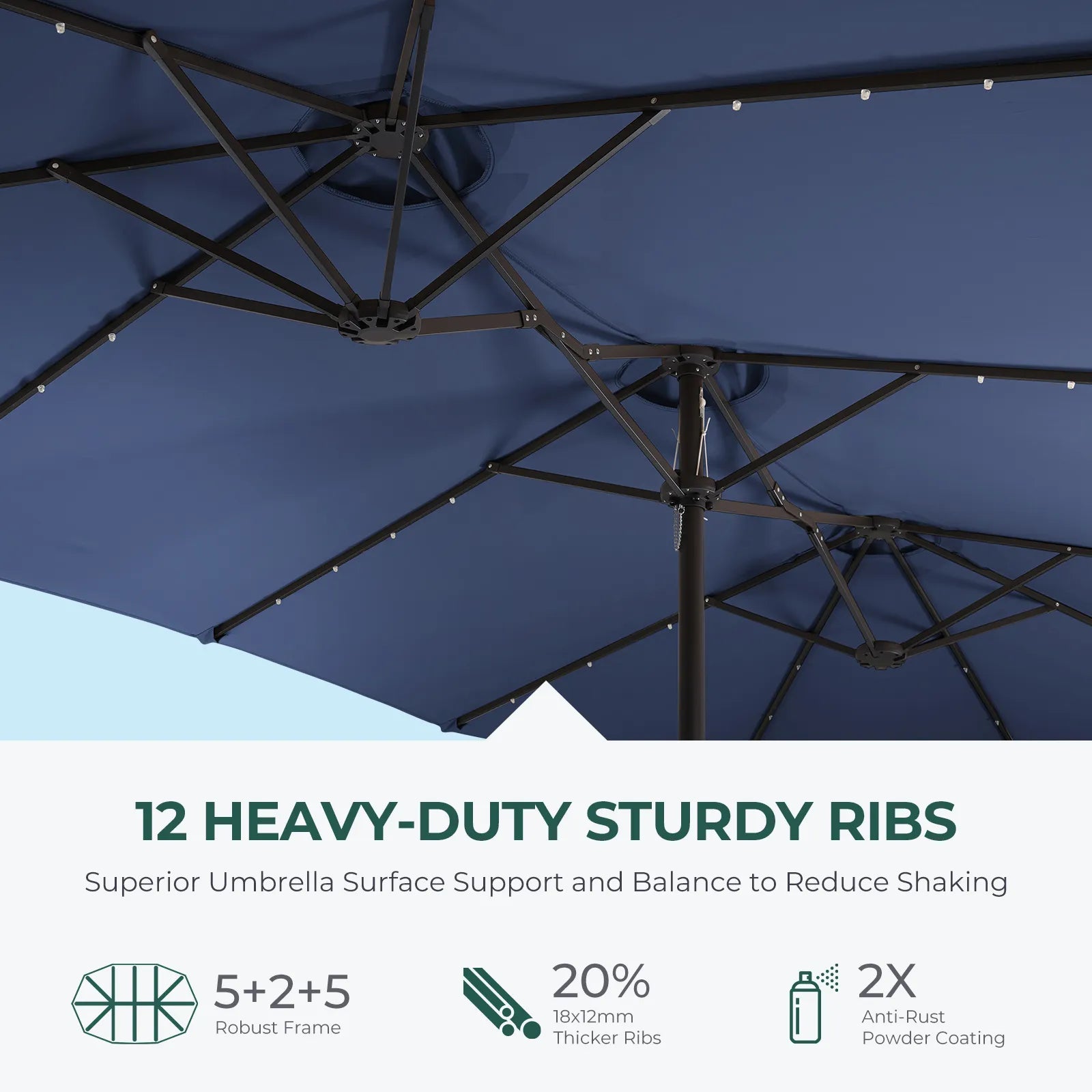 Sunvanta Horizon Haven™ 4.6x2.7mDouble-Sided Patio Umbrella with LED Lighting
