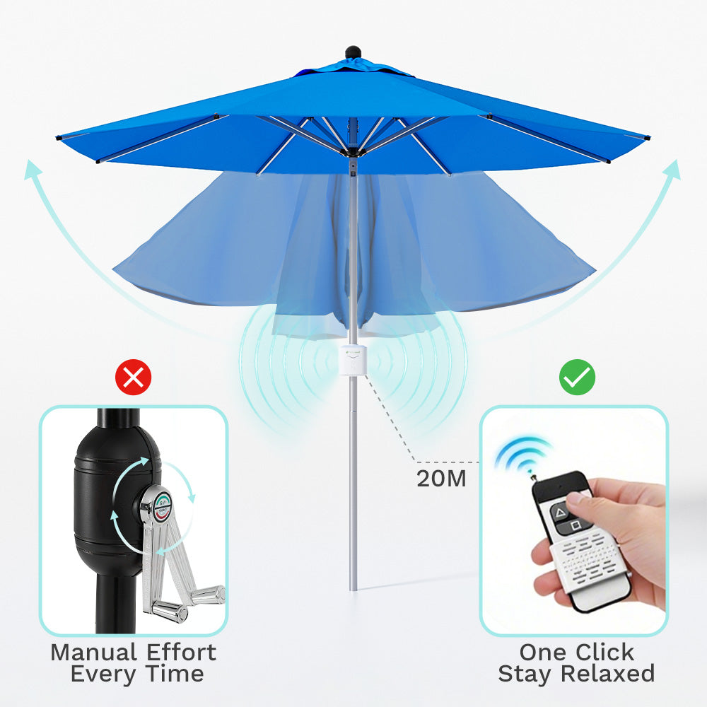 Sunvanta 2.7m Motorized Patio Umbrella with Remote Control – Adjustable Tilt Outdoor Cantilever Umbrella for Patio & Poolside