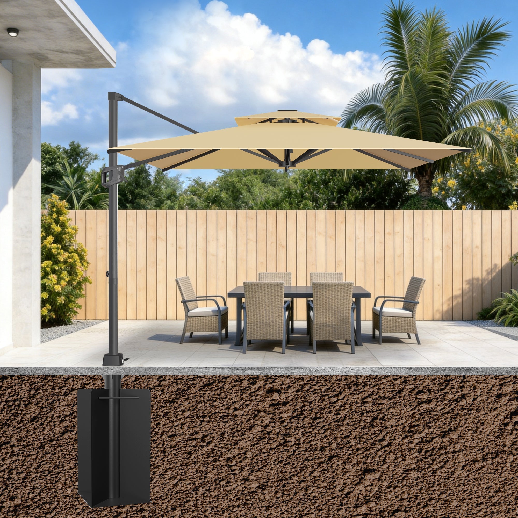 Sunvanta Auron In-Ground Umbrella Base for Cantilever Umbrellas – Heavy-Duty Steel, Secure Concrete Mount