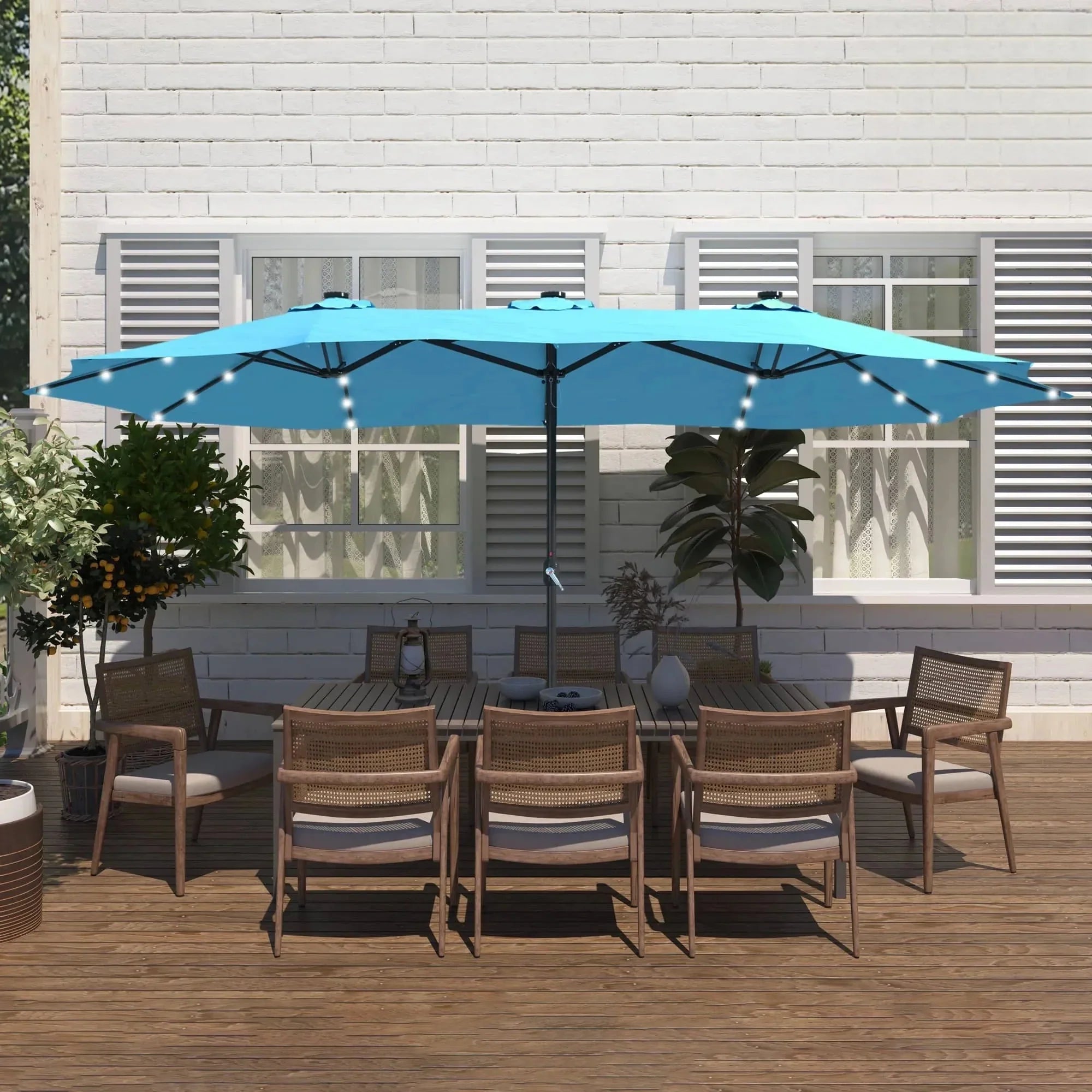 Sunvanta Horizon Haven™ 4.6x2.7mDouble-Sided Patio Umbrella with LED Lighting