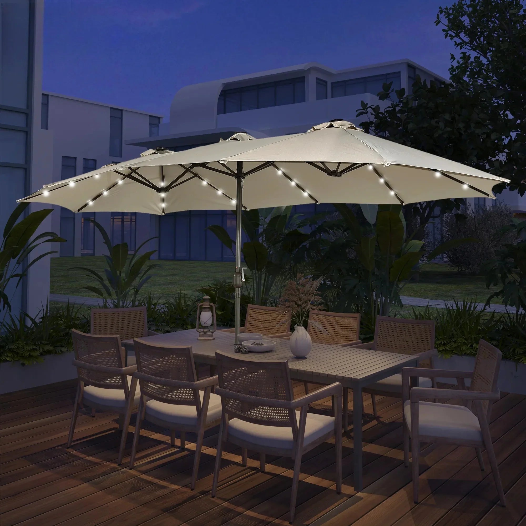 Sunvanta Horizon Haven™ 4.6x2.7mDouble-Sided Patio Umbrella with LED Lighting
