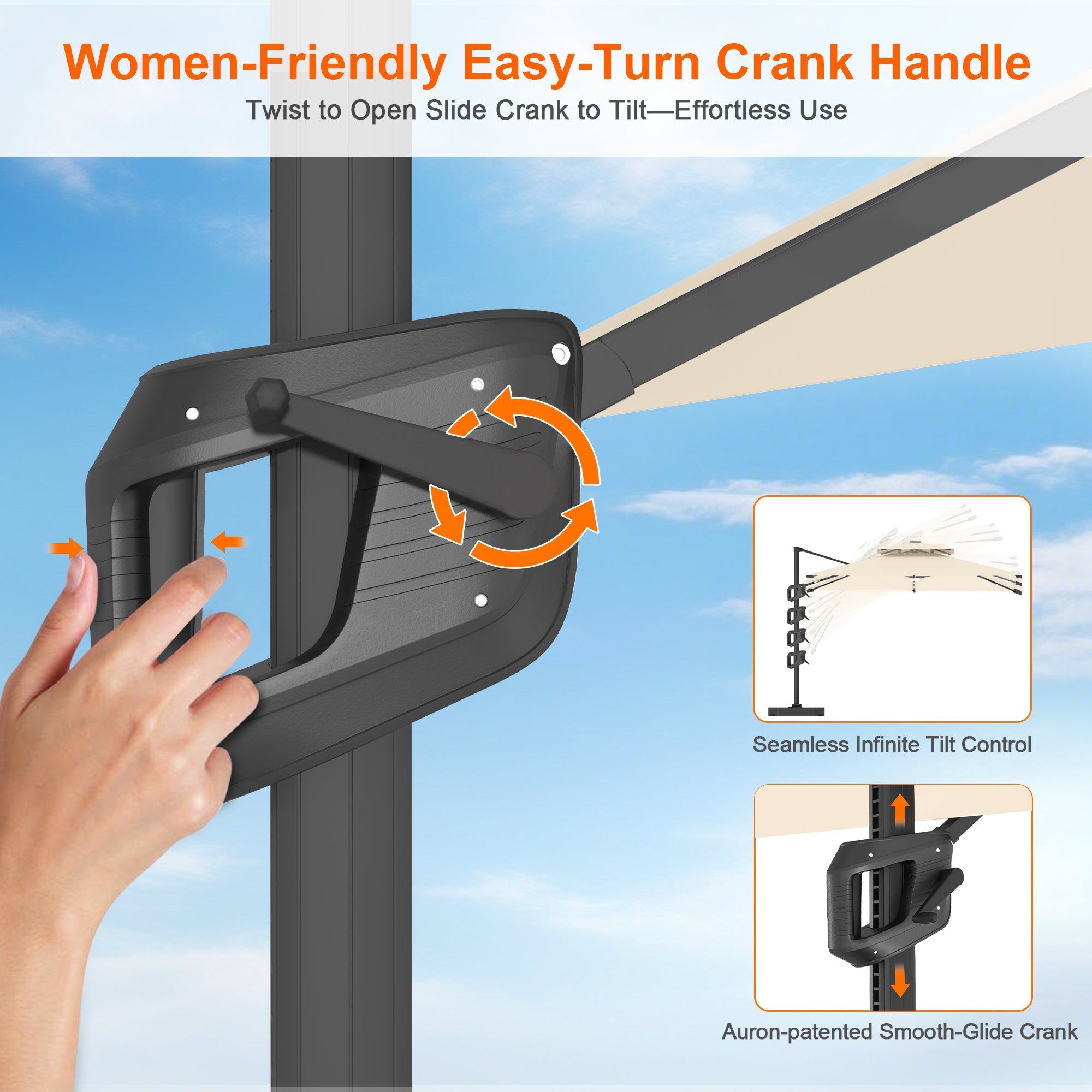 Sunvanta Auron Pro Cantilever Umbrella with Built-In LED Lighting and Reinforced Aluminum Frame for Patio & Garden Use