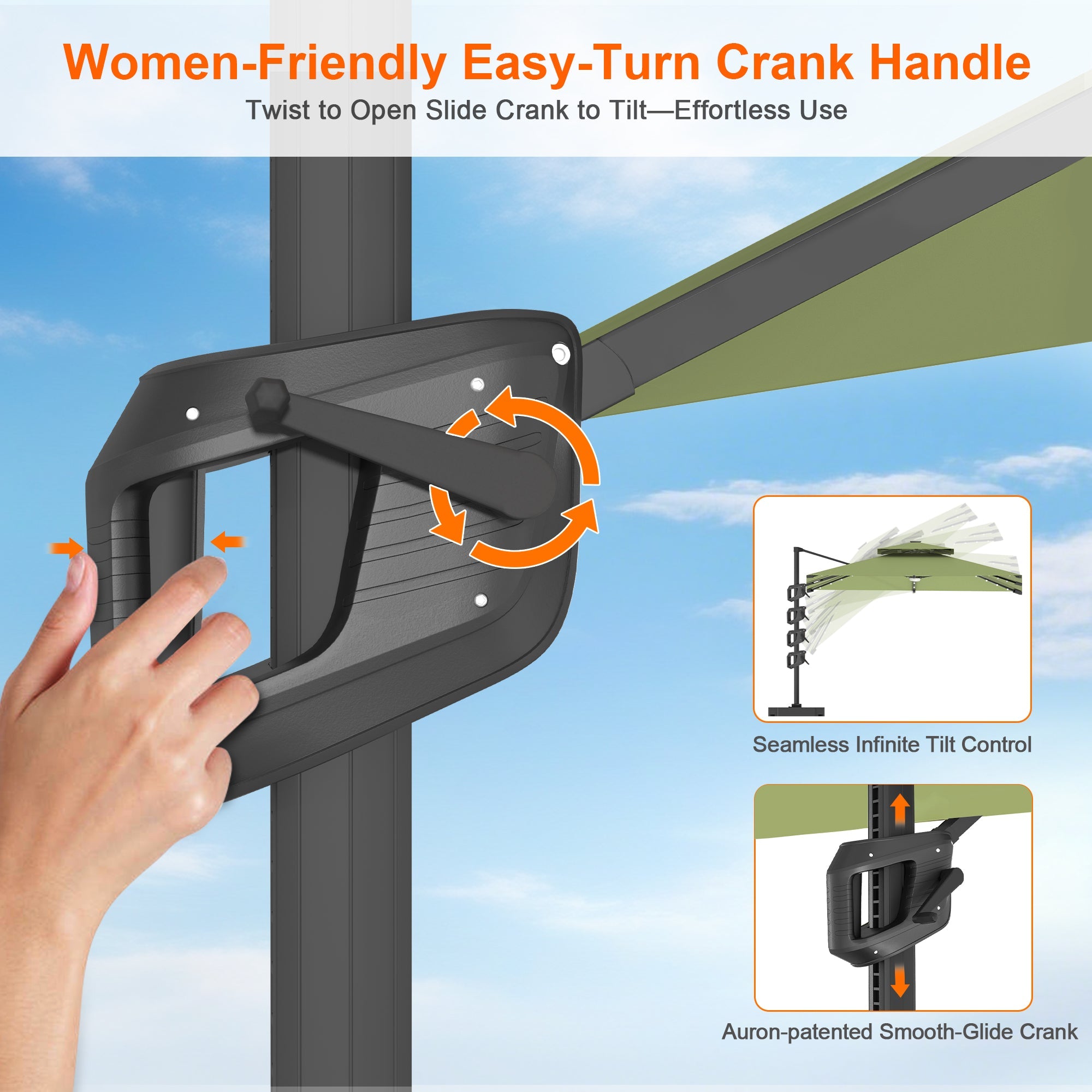 Sunvanta Auron Pro Cantilever Umbrella with Built-In LED Lighting and Reinforced Aluminum Frame for Patio & Garden Use