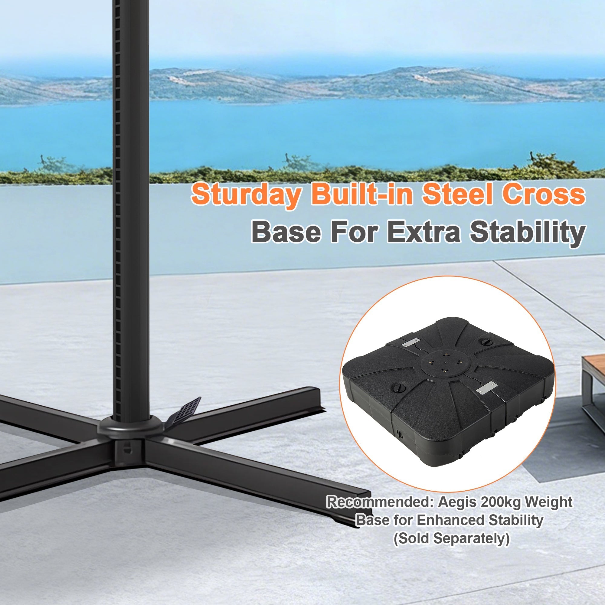 Sunvanta Auron Pro Cantilever Patio Umbrella  Reinforced Aluminum Frame for Patio & Garden