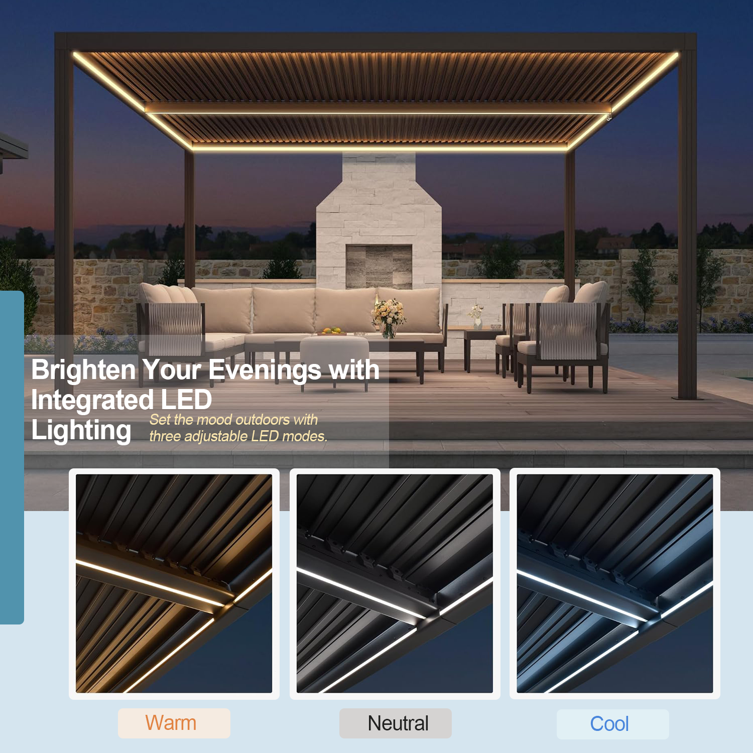 Sunvanta Atlantic™ 3 × 6 m Aluminium Louvered Pergola – Adjustable Louvres Outdoor Pergola for Patio