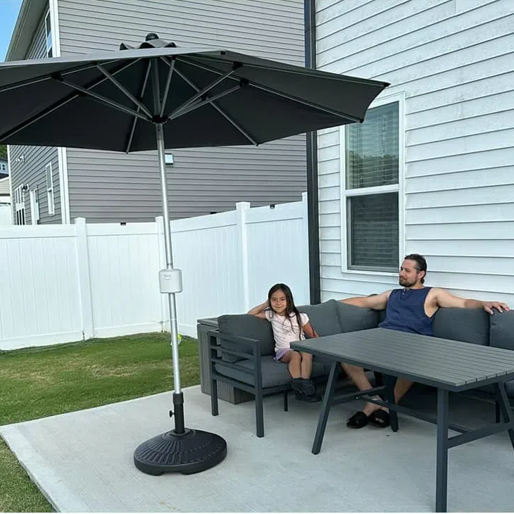 Sunvanta 2.7m Motorized Patio Umbrella with Remote Control – Adjustable Tilt Outdoor Cantilever Umbrella for Patio & Poolside